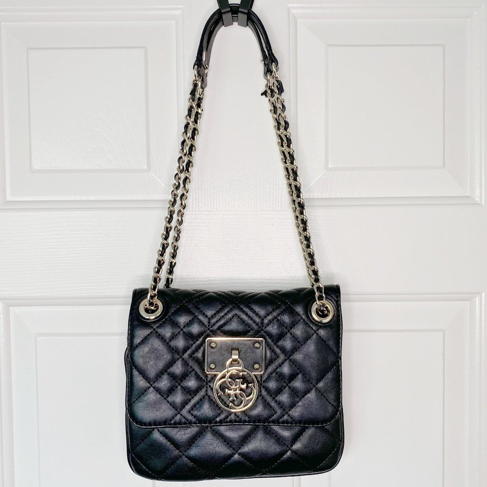 GUESS New Wave Logo Small Black Accordion Purse
